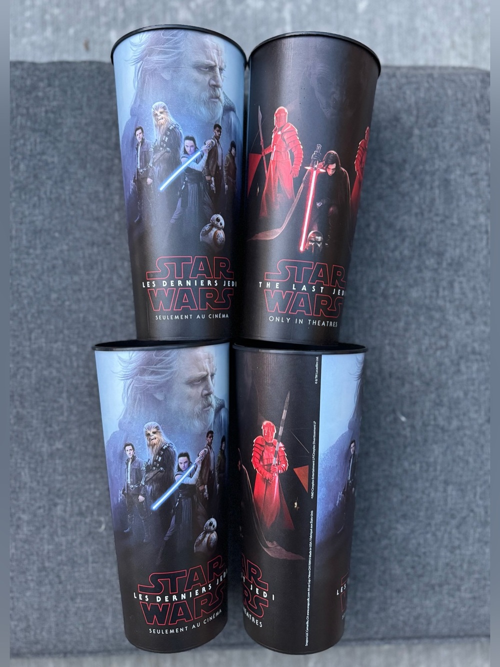 2/$15 🥤Star Wars The Last Jedi Cineplex Collectors Cups - Set of 4🥤